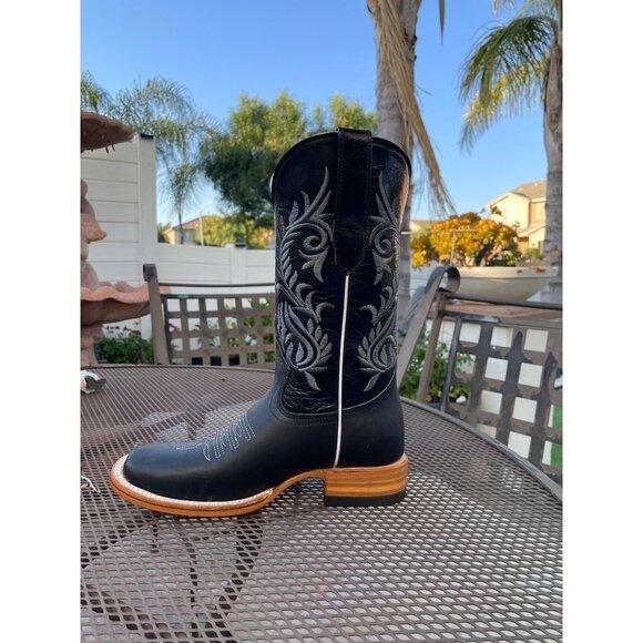 Women Cowgirl Square Toe Black Boots - Picture 4 of 6